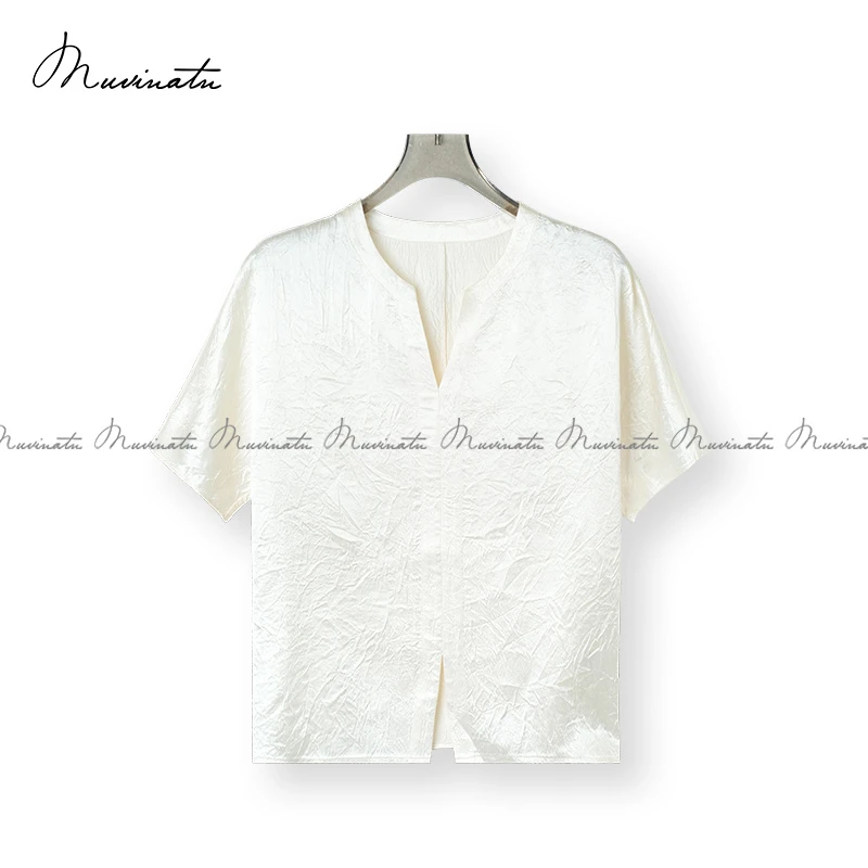 100醋酸开叉宽松V领T恤RY369116