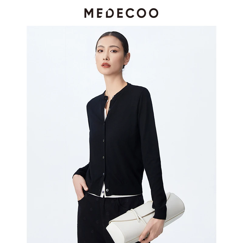 【星线好物】MEDECOO/墨蒂珂2025春季新款 撞色圆领长袖羊毛针织开