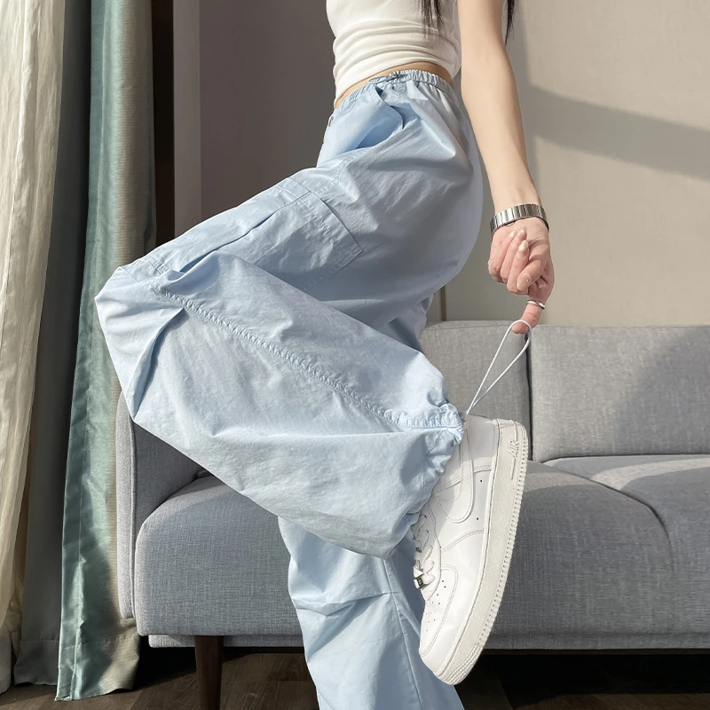 冰丝速干工装裤女夏季薄款2025新款小个子美式户外登山伞兵运动裤