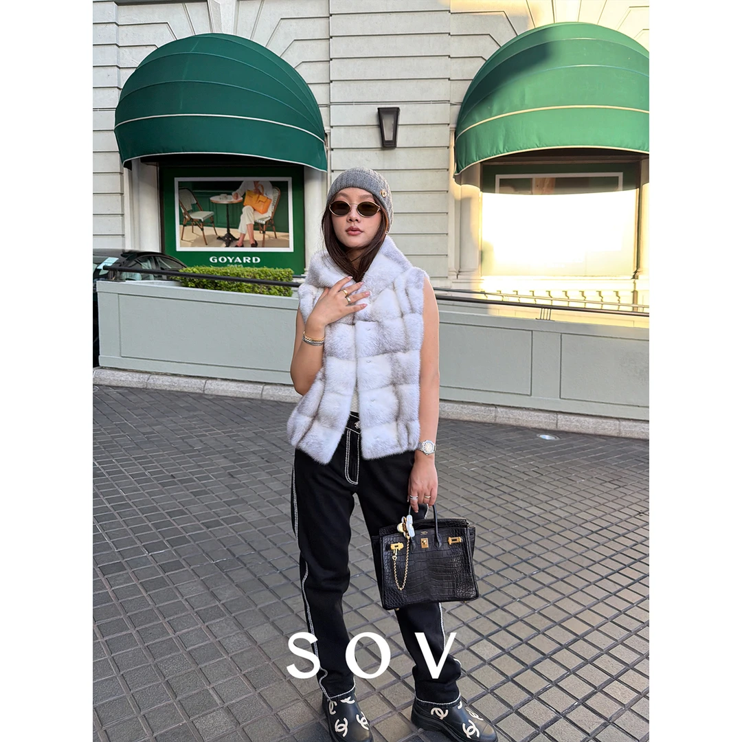 SOV "银十字" 芬兰进口SAGA皇冠级 银母十字貂横排纹马甲