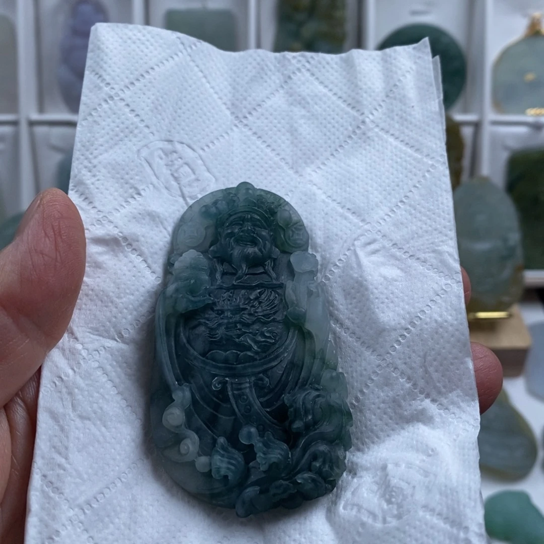 未镶嵌定制翡翠财神 毛货 无鉴赏期