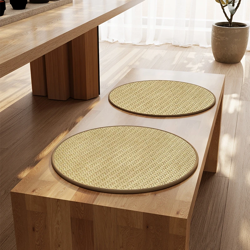 原木风加厚夏季圆形坐垫冰丝民宿椅垫榻榻米蒲团垫凳子椅子座垫