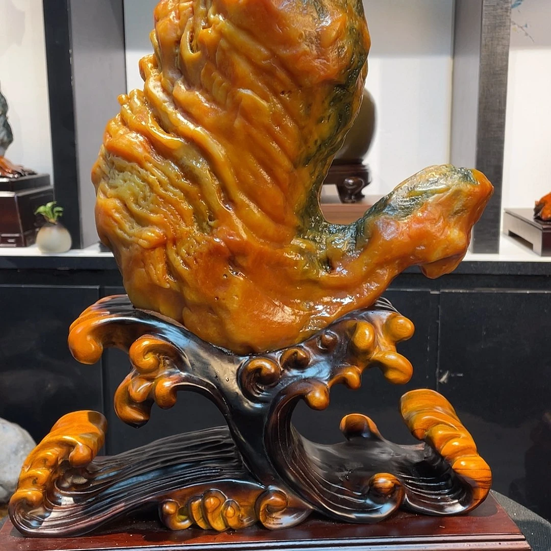石材奇石摆件三江黄蜡石