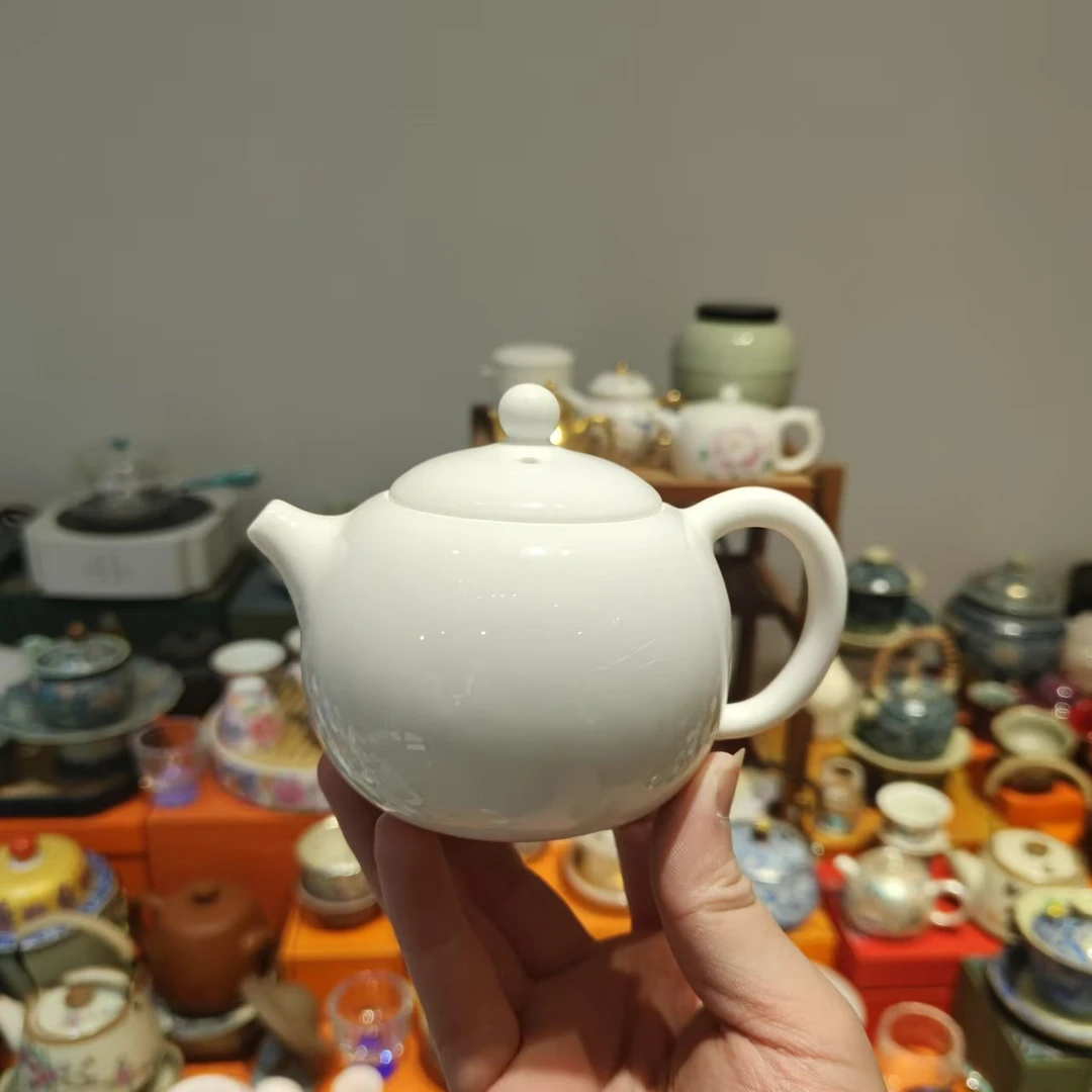 友名 羊脂玉瓷纯白西施壶家用泡茶壶-4481号