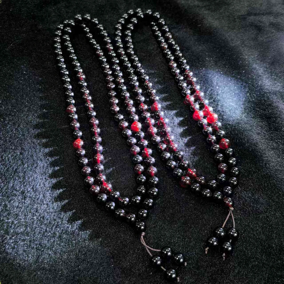 S6801暗红桖灵參珀玛瑙黑项链-多样性发货只发一件