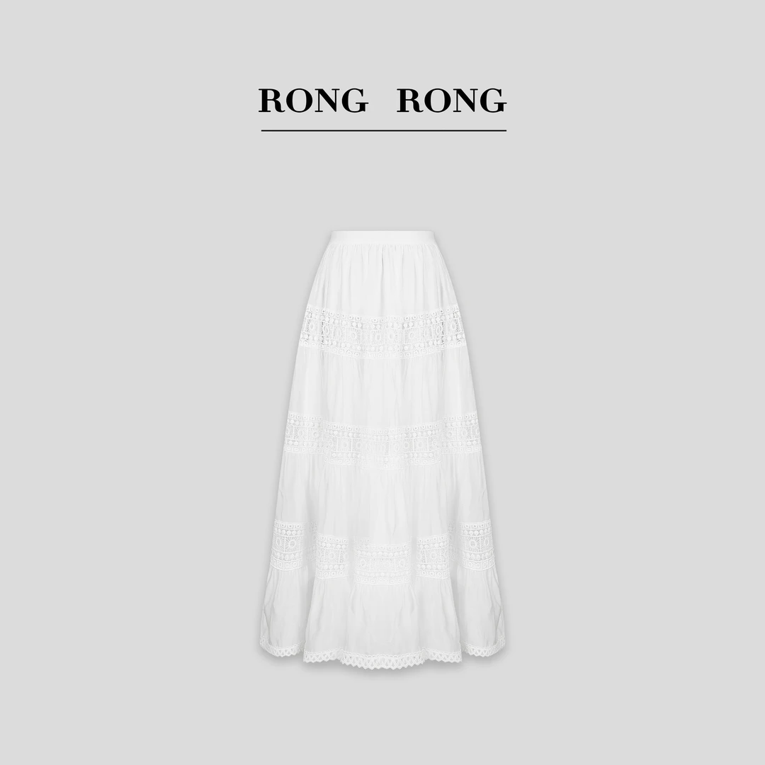 溶溶T【白月光】RONGRONG莱赛尔混纺镂空钩花仙女风半身裙T25C192Q