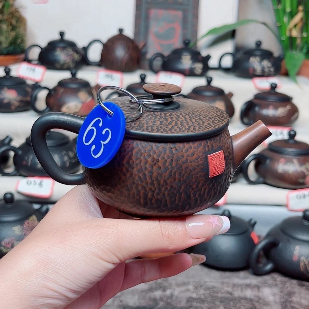 170毫升微微瑕纯手工锤纹大口石瓢壶