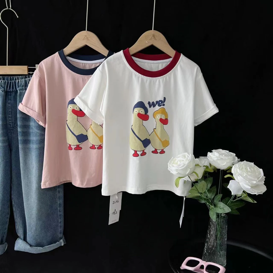 柳柳定制 2024夏季新款印花卡通鸭T恤 880063