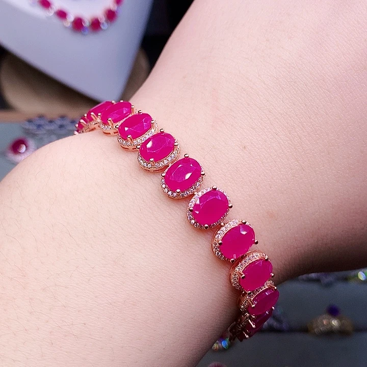 红宝石手链银S925镶嵌