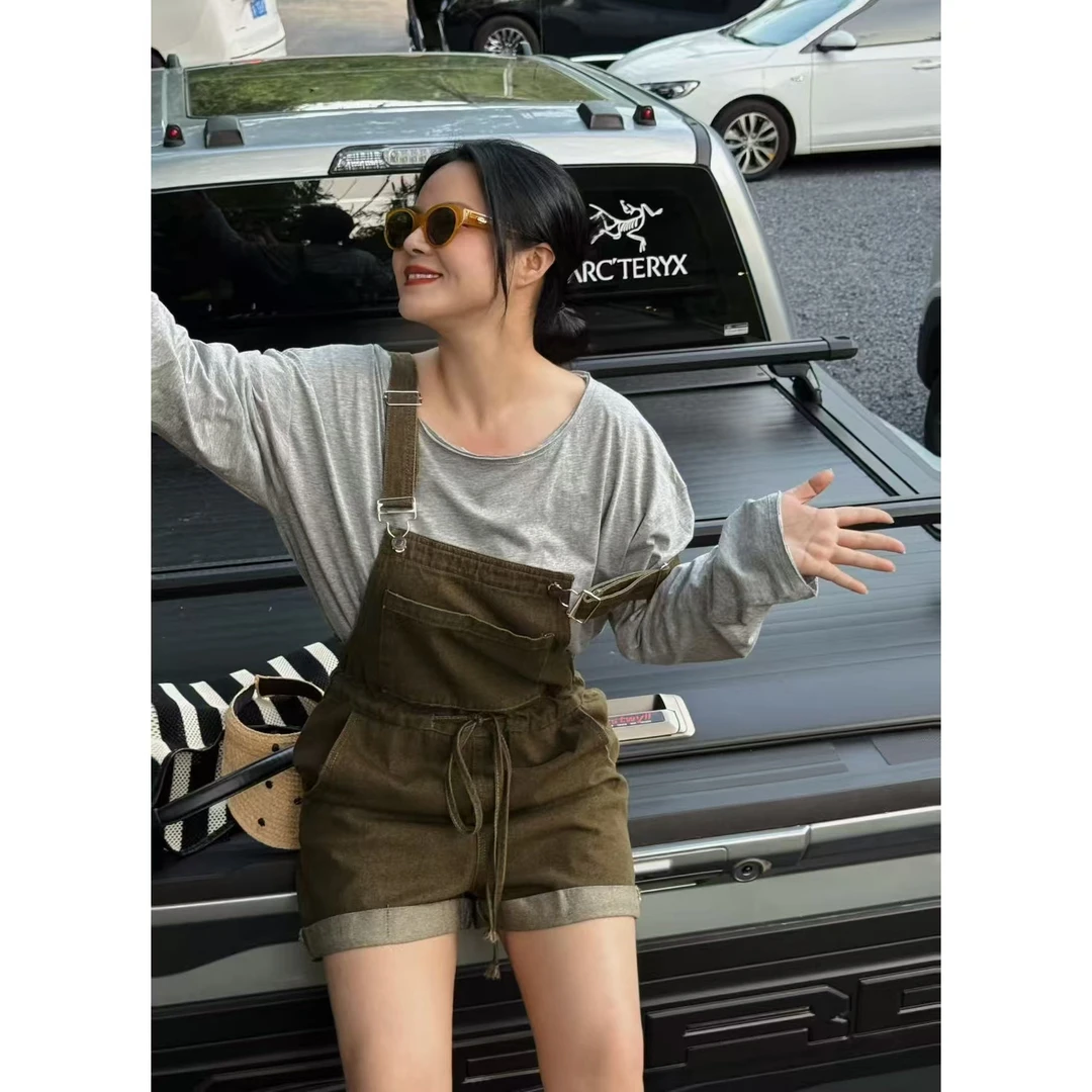 SP 休闲夏日背带裤防晒t套装  减龄穿搭套装 个性休闲套装