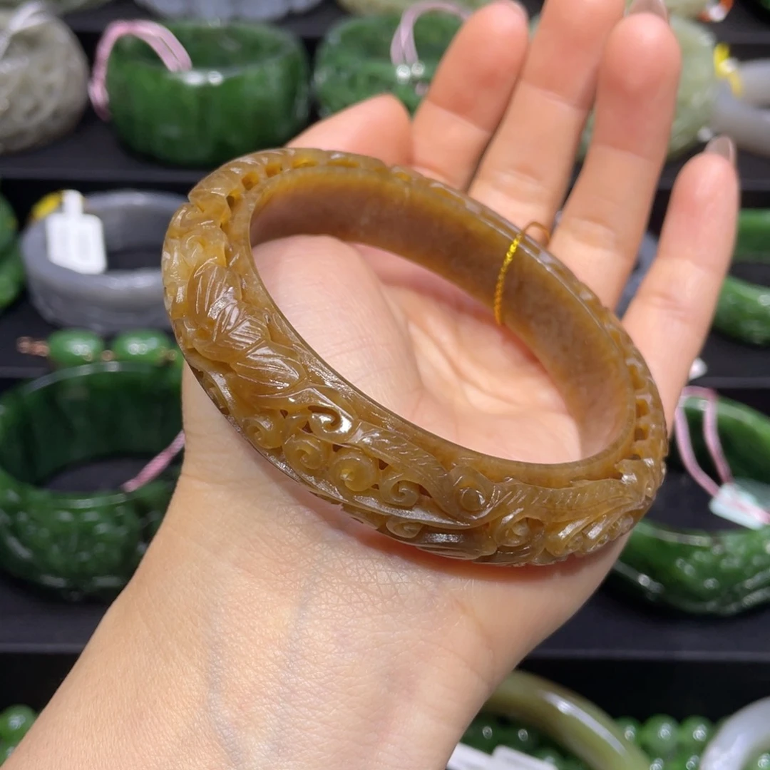 和田玉手镯63圈口 编号69未镶嵌