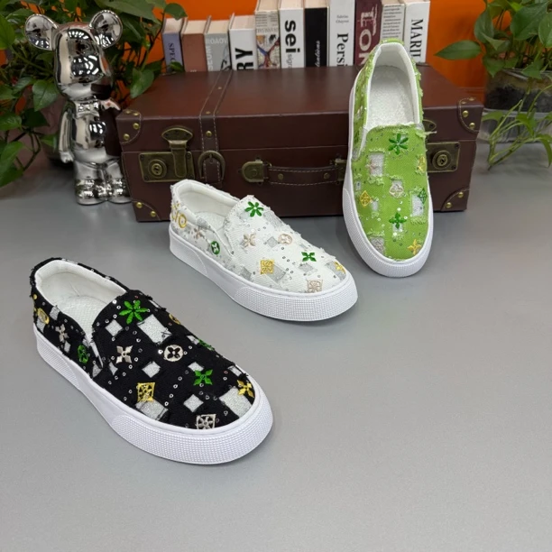 欧洲站夏季布艺百搭一脚蹬潮流时尚男士休闲透气板鞋软底潮男款