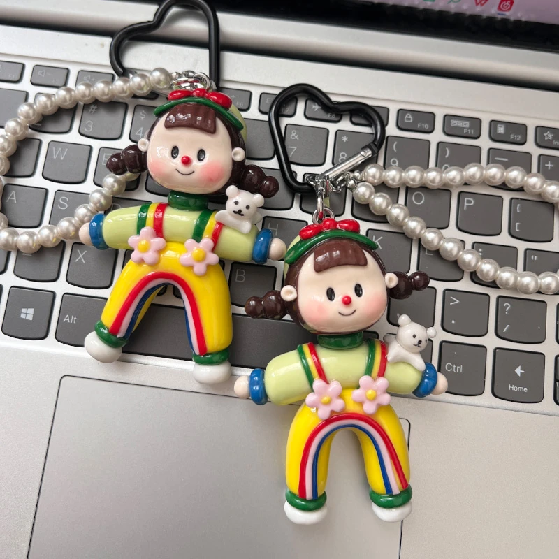 004-韩国风书包手机壳挂绳高级感可爱玩偶多妹劈叉娃娃挂饰钥匙扣