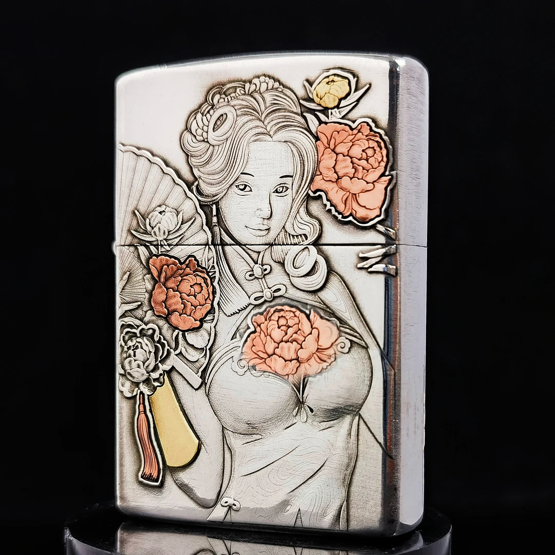 ZIPPO/之宝打火机/纯银套壳重甲潘金莲DYJ1