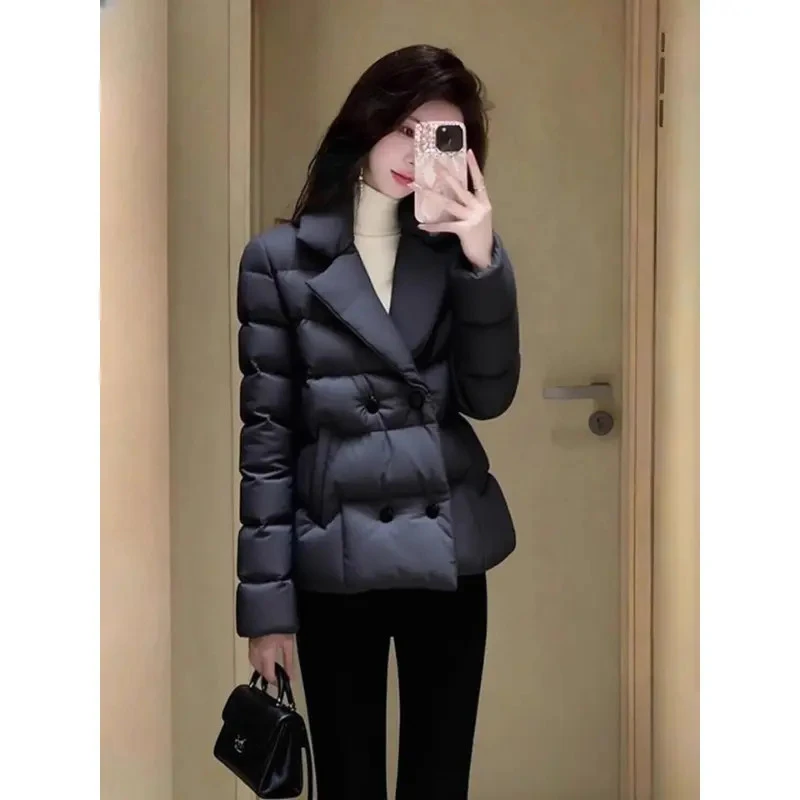 冬季棉服女款2025新款独特超好看高端气质小香风收腰黑色夹棉外套