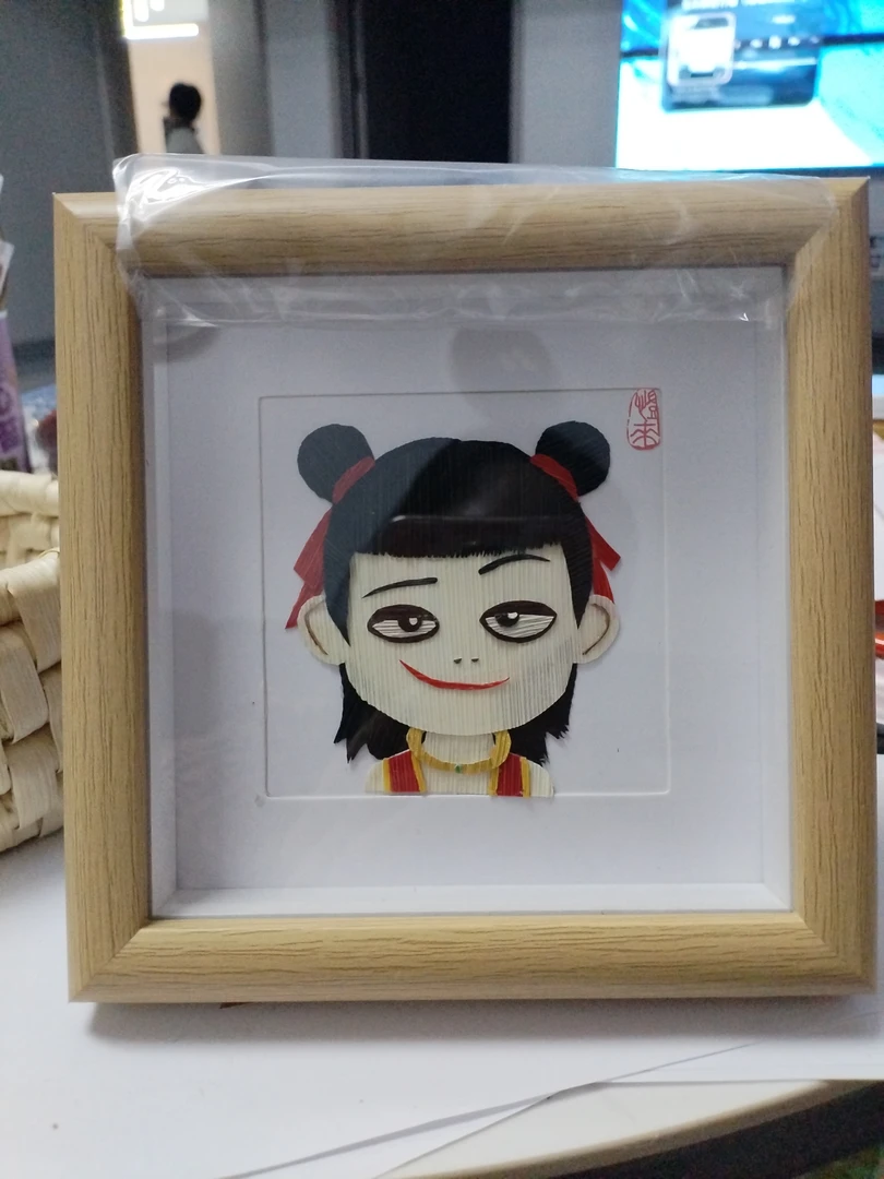 玉米皮纯手工非遗贴画  哪吒