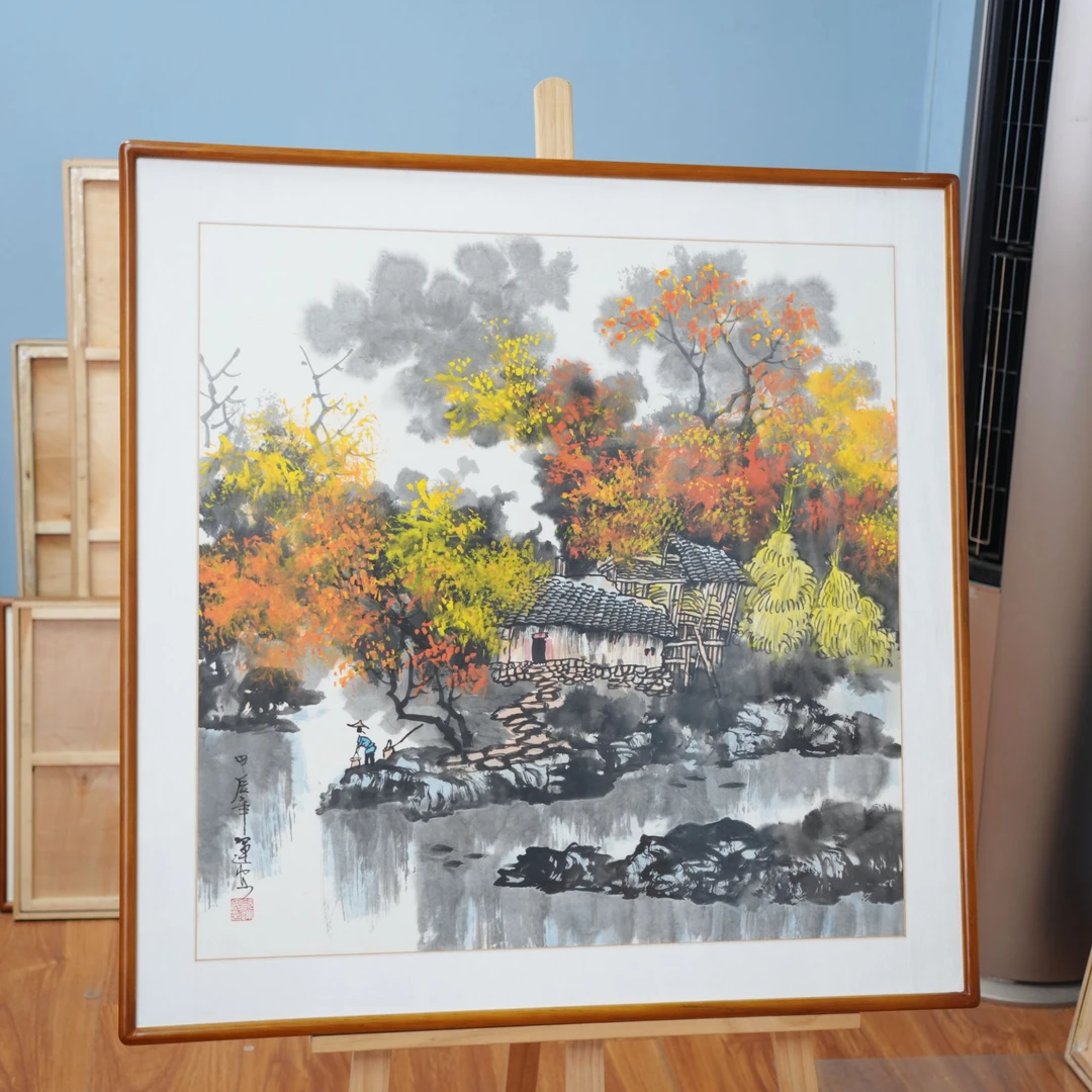 青荇画馆纯手绘作品已装裱带框发货