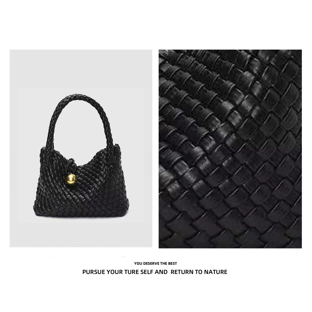 Discover Revive【B家小金球】手提斜挎编织包包B1971-黑