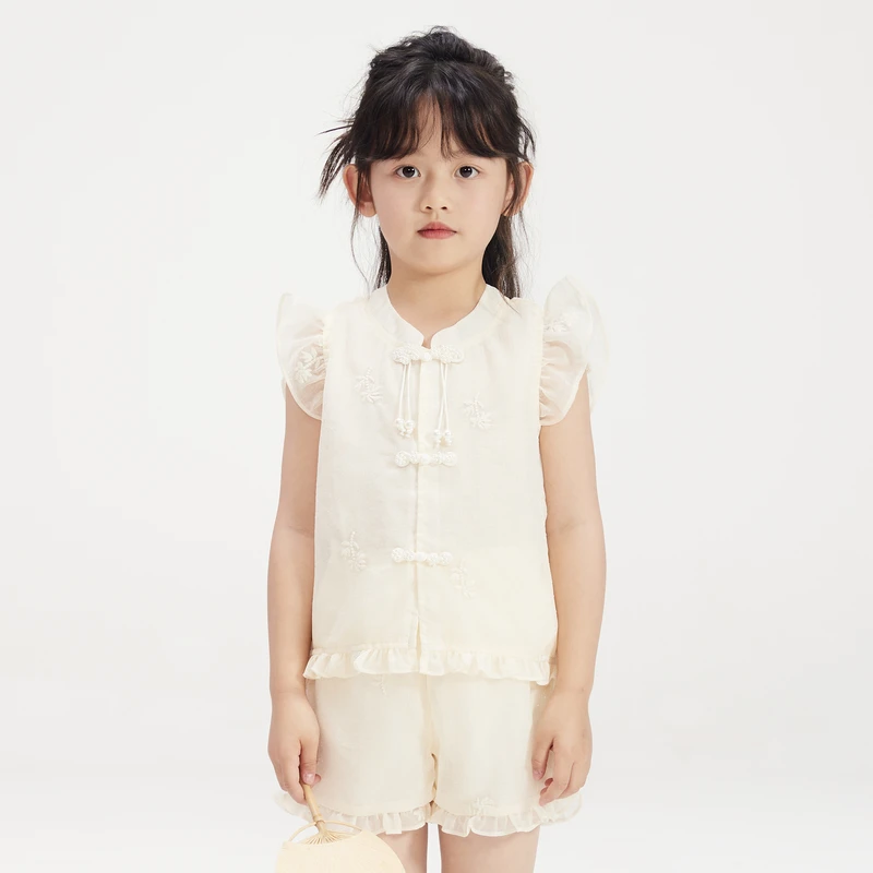 多多一上女小童新中式盘扣背心套装（90-130）2563A07X