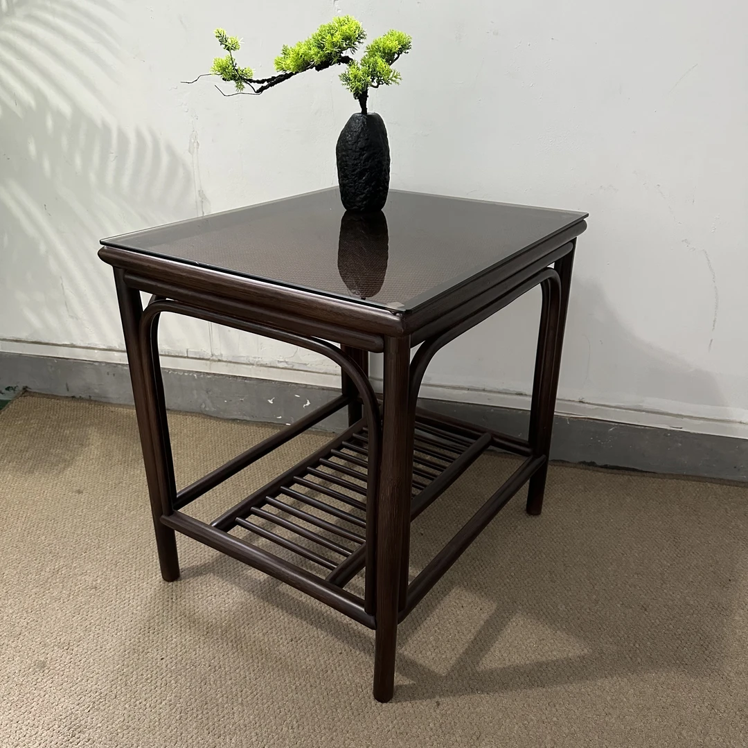 现代禅意新中式天然藤条角几客厅边几简约时尚阳台藤方几茶几