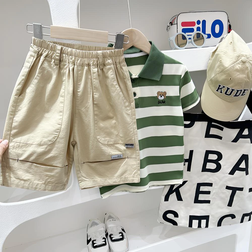 男童休闲中裤夏季新款儿童皮筋中腰工装裤五分裤宝宝纯棉短裤6137