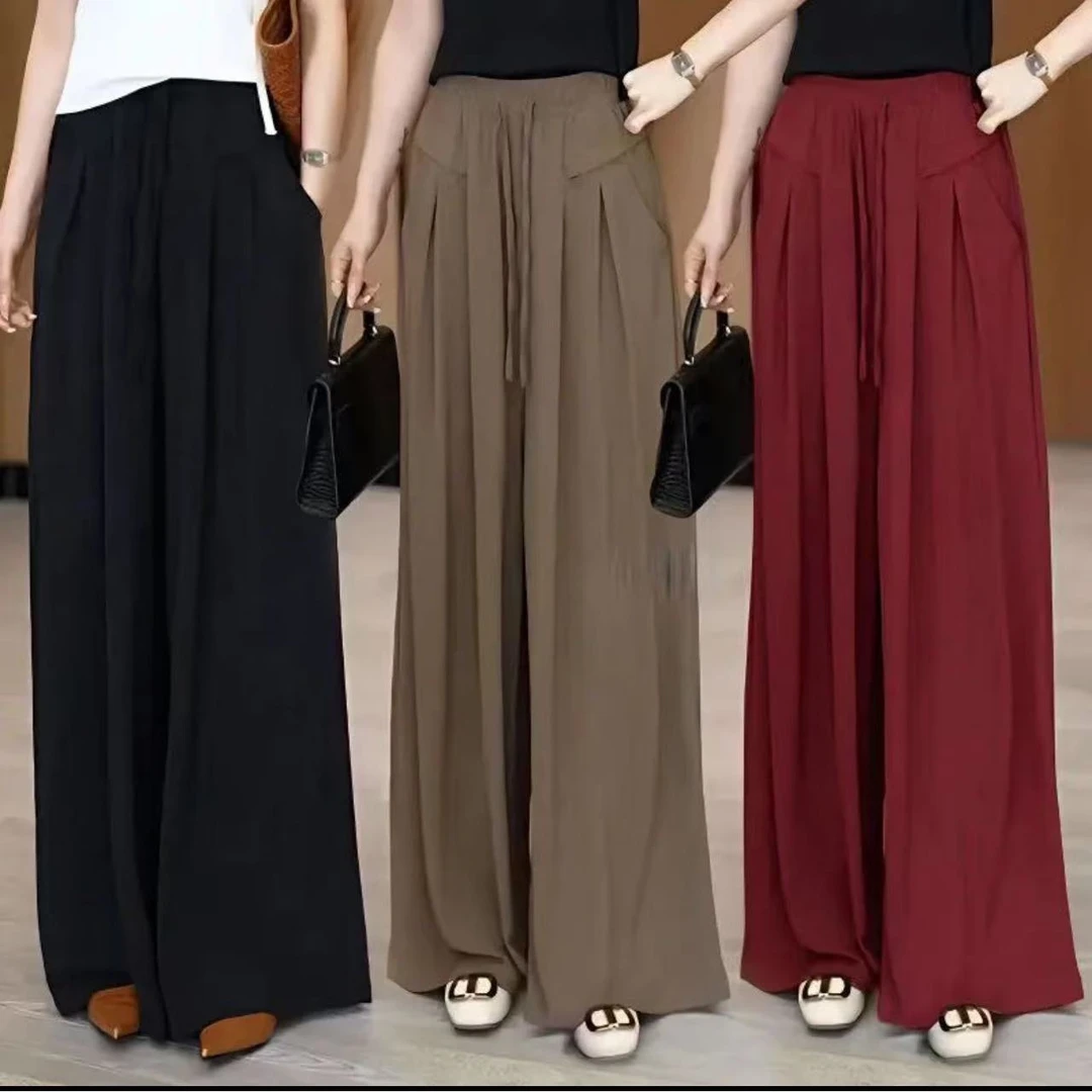 阔腿裤女春夏薄款休闲褶皱大码洋气高腰垂感宽松慵懒山本裤