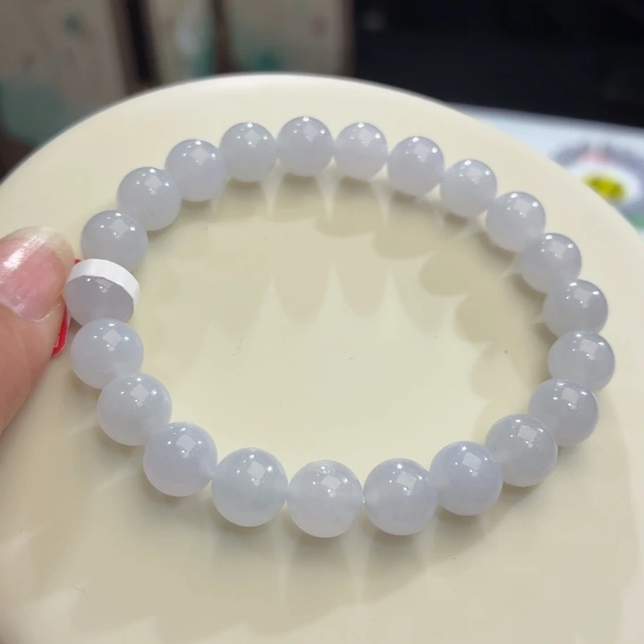 翡翠未镶嵌手链冰胶浅紫卡8.7