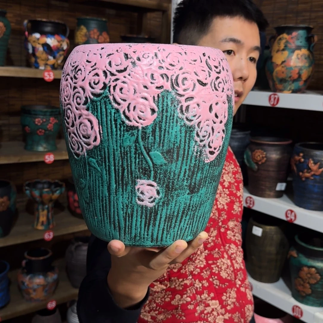 带孔高端浮雕花盆炸炸炸炸