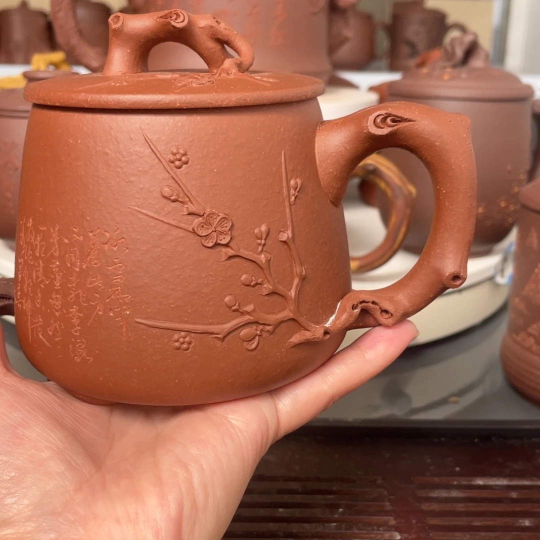 茶杯紫砂降波石瓢梅花杯