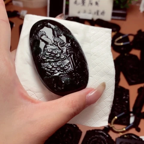 翡翠挂件未镶嵌天然缅甸a货钢琴黑挂件