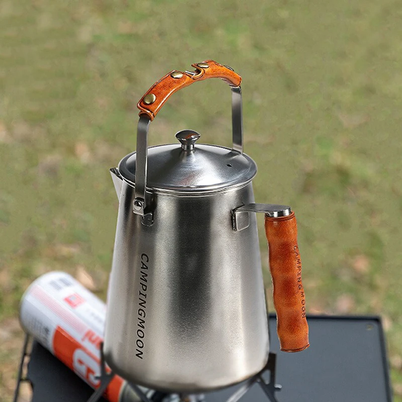 CAMPINGMOON柯曼牛皮水壶手柄套PT-67加厚防烫茶壶上手提皮套