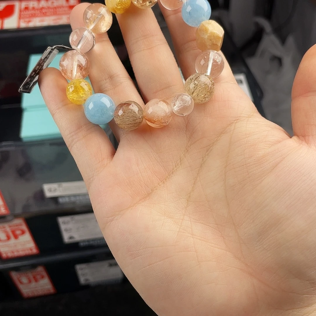 银S925镀金镶嵌水晶手串