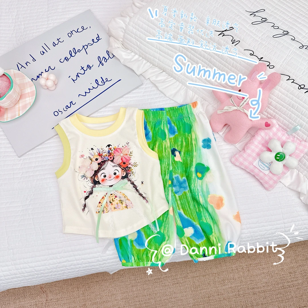 「Dannirabbit」【花仙子】可爱立体簪花小女孩儿童套装【G-6581】