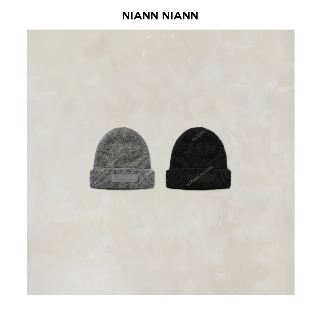 NiannNiann 冬季女装时髦简约搭配单品绣标羊毛帽14973