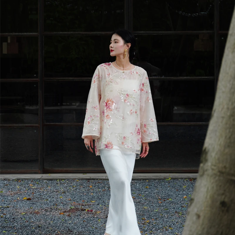 原创设计蕾丝刺绣小衫夏季新款洋气上衣遮肚子百搭