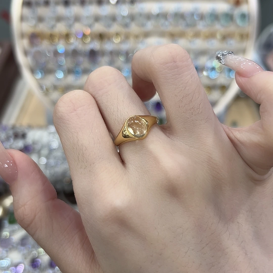 戒指银S925镶嵌黄晶