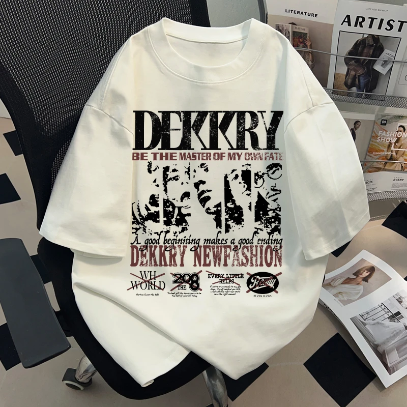 jtrt美式复古潮流字母印花短袖t恤男女夏季欧美风情侣宽松上衣服