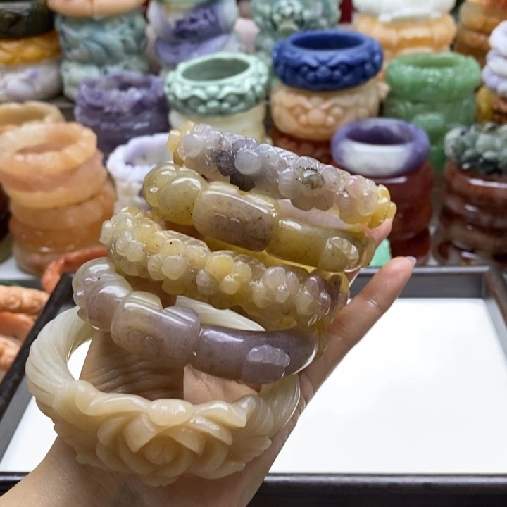 夢***影石英岩玉未镶嵌手镯