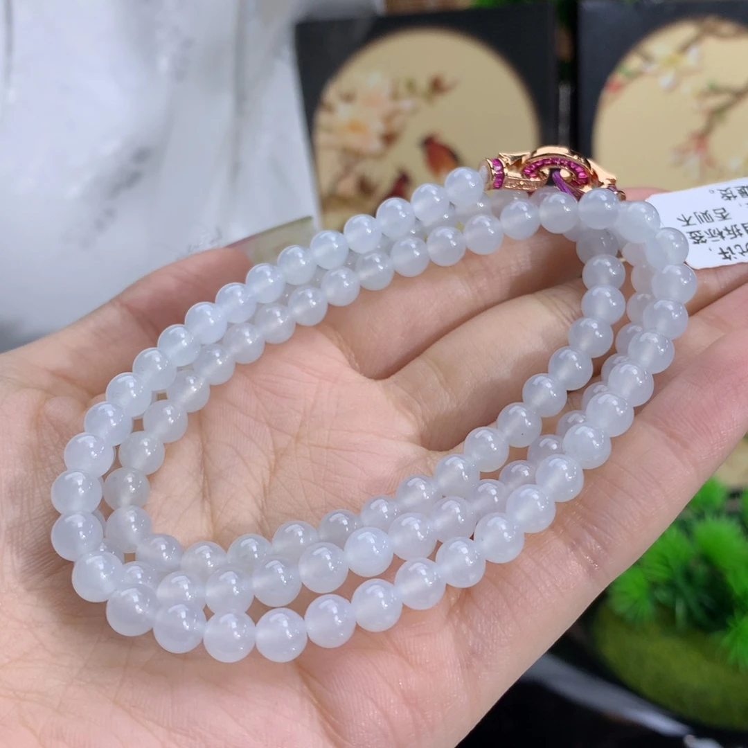 翡翠手链未镶嵌卡5.8冰胶白月光