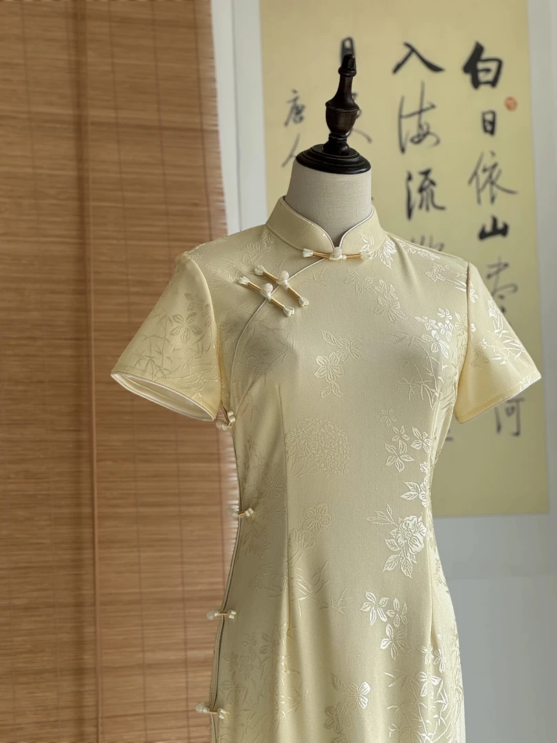 （婉婉）鹅黄色旗袍年新款改良年轻款少女夏季新中式连衣裙日常外出