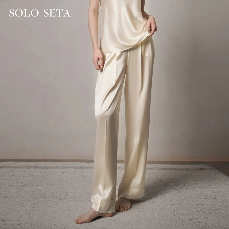 Solo seta22姆米重磅真丝睡裤女桑蚕丝家居长裤2025秋冬丝绸直筒