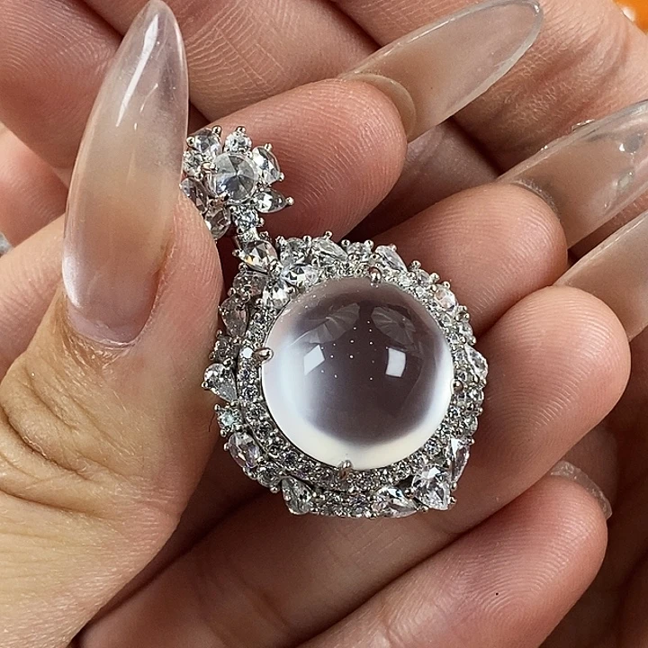 石英质玉银S925镶嵌颈饰