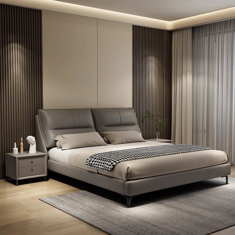 【预售链接】斜靠背主卧皮床婚床1.8米双人床大床家用卧室软包皮床