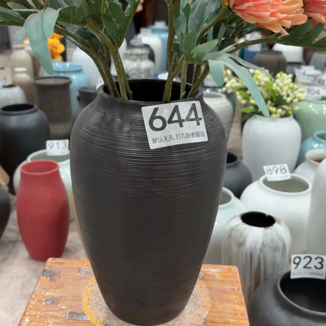 摆件瑕疵644 景德镇陶瓷花瓶高34口9