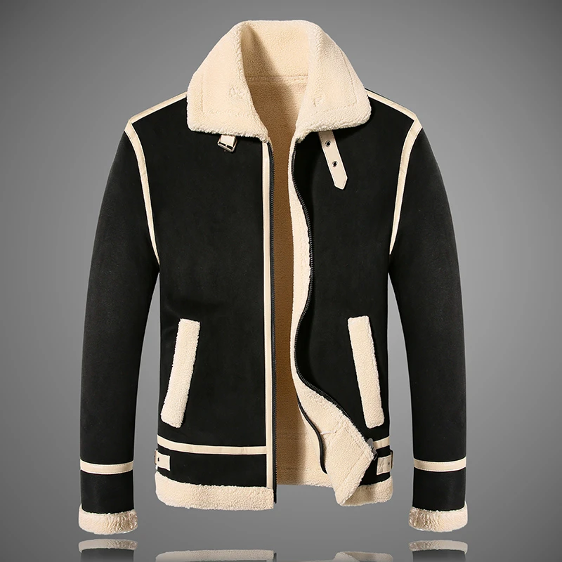 BOY NORMAN高档加绒加厚一体皮衣外套秋冬保暖毛茸茸男装百搭夹克