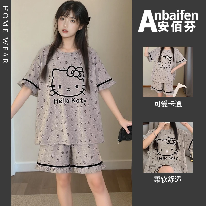 hellokitty睡衣女款爆款2025新款夏季女士短袖短裤可爱大码家居服
