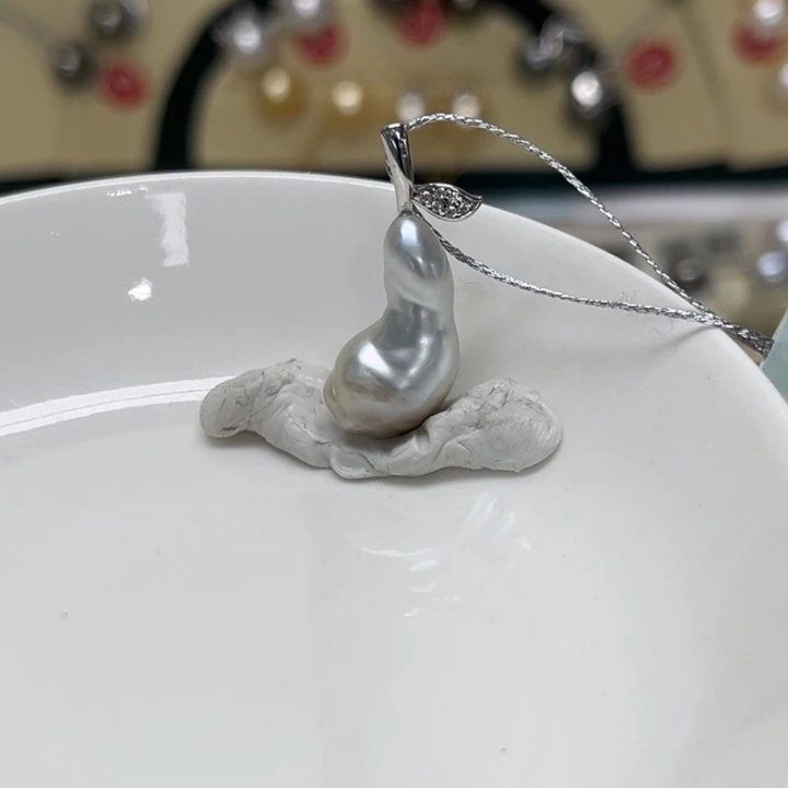 海水珍珠颈饰银S925镶嵌keshi 44