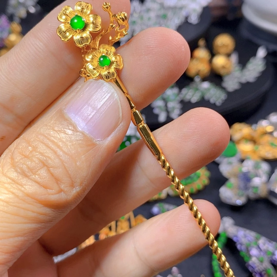 翡翠银S925镶嵌颈饰天然翡翠