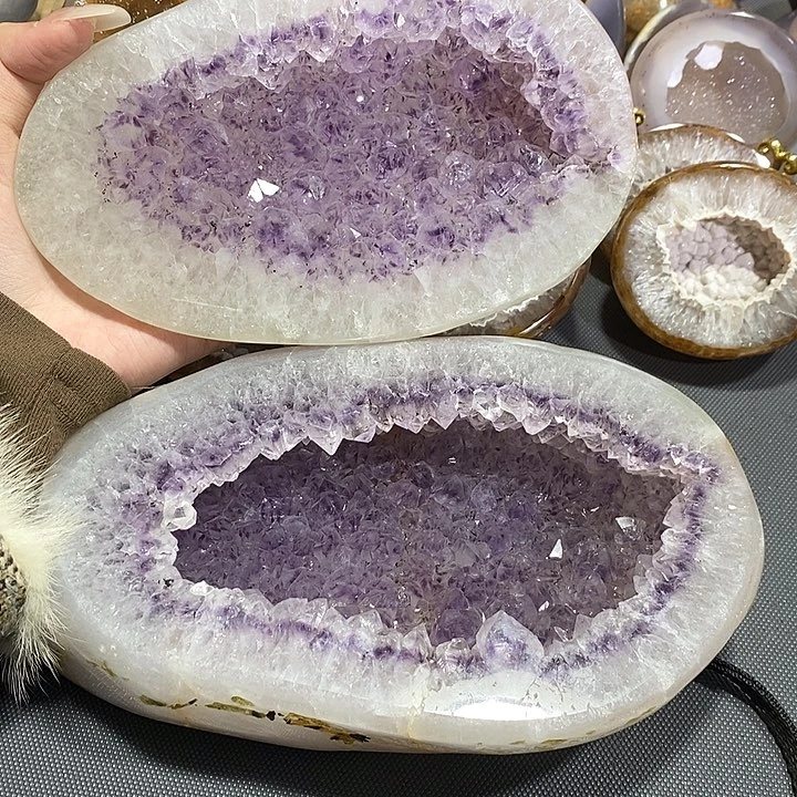紫晶摆件未镶嵌聚宝盆