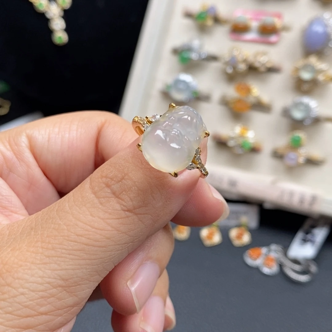 翡翠银S925镶嵌戒指